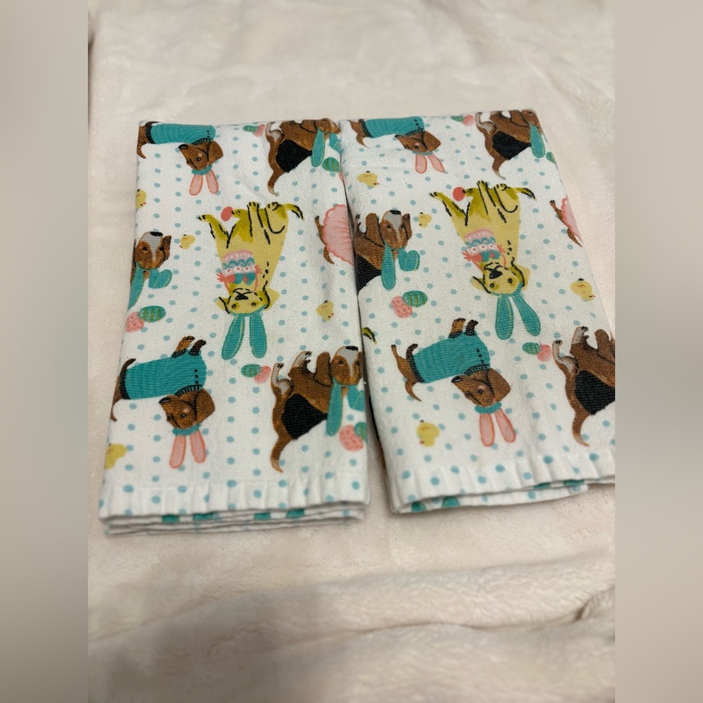 Kensie Easter Dog/Dachshund Print Hand Towel Set of 2 - Picture 2 of 7